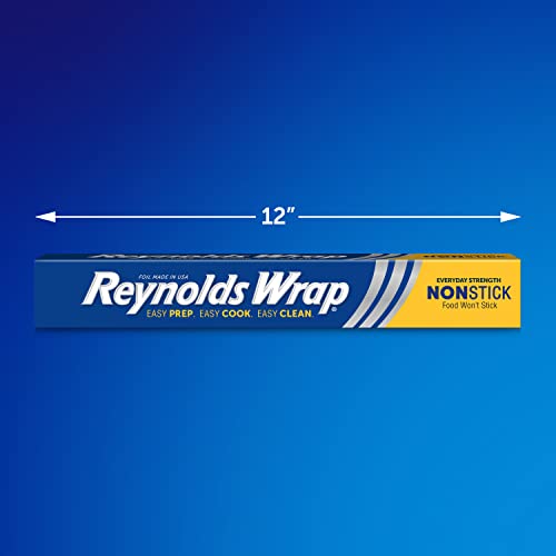 Wrap Non Stick Aluminum Foil, Nonstick Aluminum Foil Roll, Prevents Food Sticking and Messy Cleanup, Great for Covering Casseroles and leftovers, 43.33 Yards x 12 Inches, 130 Sq.Ft.