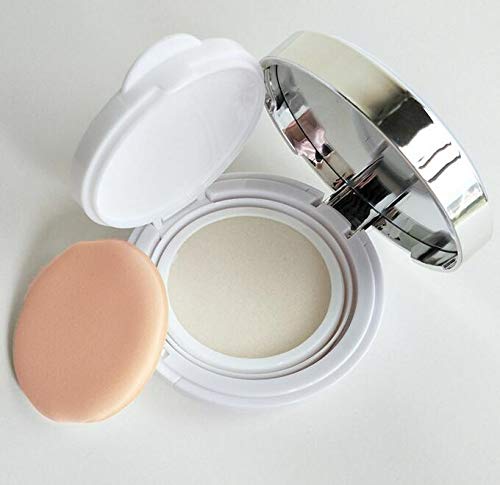 White Empty Luxurious Portable Air Cushion Puff Box BB Cream Container Dressing Case Powder Box with Air Cushion Sponge Powder Puff and Mirror(15ml,0.5oz)