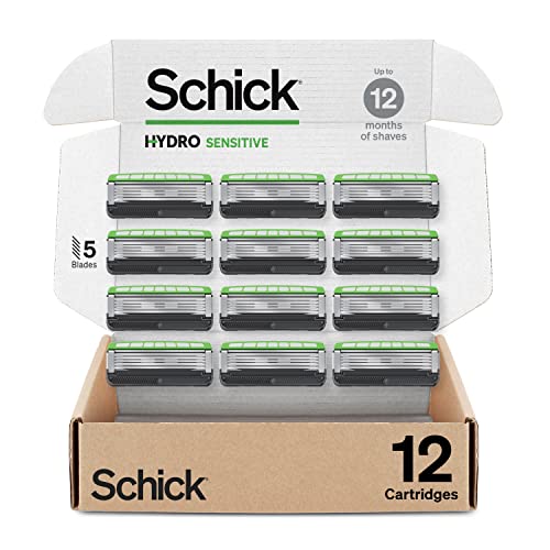 Hydro Sensitive Razor Refills, 12ct | Razor Blades Refills, Razor Blades for Men, Shaving Blades for Men, Hydro Razor Blades Refill, 5 Blade Razor Men, 12 Refills