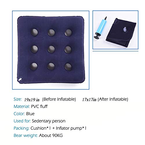 Medic-air Seat Cushion Prevent Bedsore with Pump,17X17 Air Inflatable Cushion for Back Tailbone Support, Bed Sores, Pain Relieve, Wheelchair/Office/Car Sitting