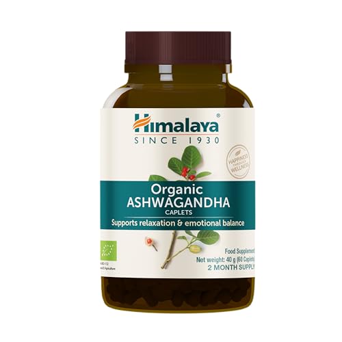 Organic Ashwagandha, 60 Day Supply, Herbal Supplement for Stress Relief, Energy Support, Occasional Sleeplessness, Organic, Non-GMO, Vegan, Gluten Free, 670 mg, 60 Caplets