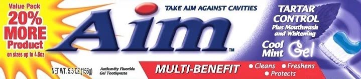 Aim Tartar Control Anticavity Fluoride Toothpaste Gel - 5.5 oz, Pack of 2