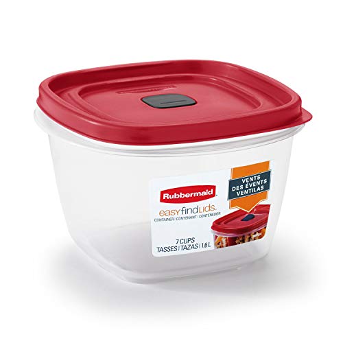 Easy Find Vented Lid Food Storage Containers, 7-Cup, Red