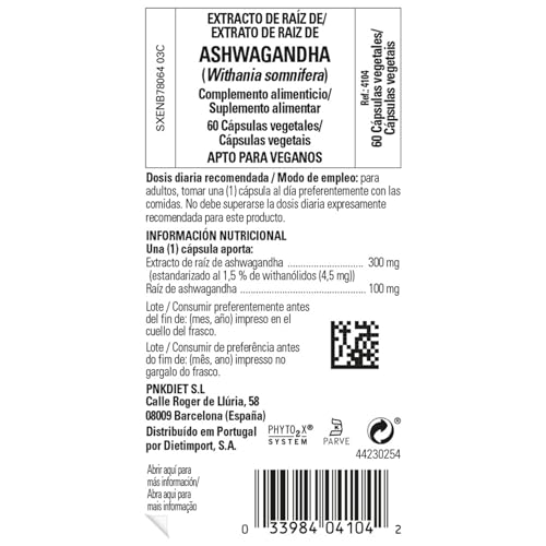 Ashwagandha Root Extract - 60 Vegetable Capsules - Standardized Full Potency (SFP) - Non-GMO, Vegan, Gluten & Dairy Free, Kosher - 60 Servings