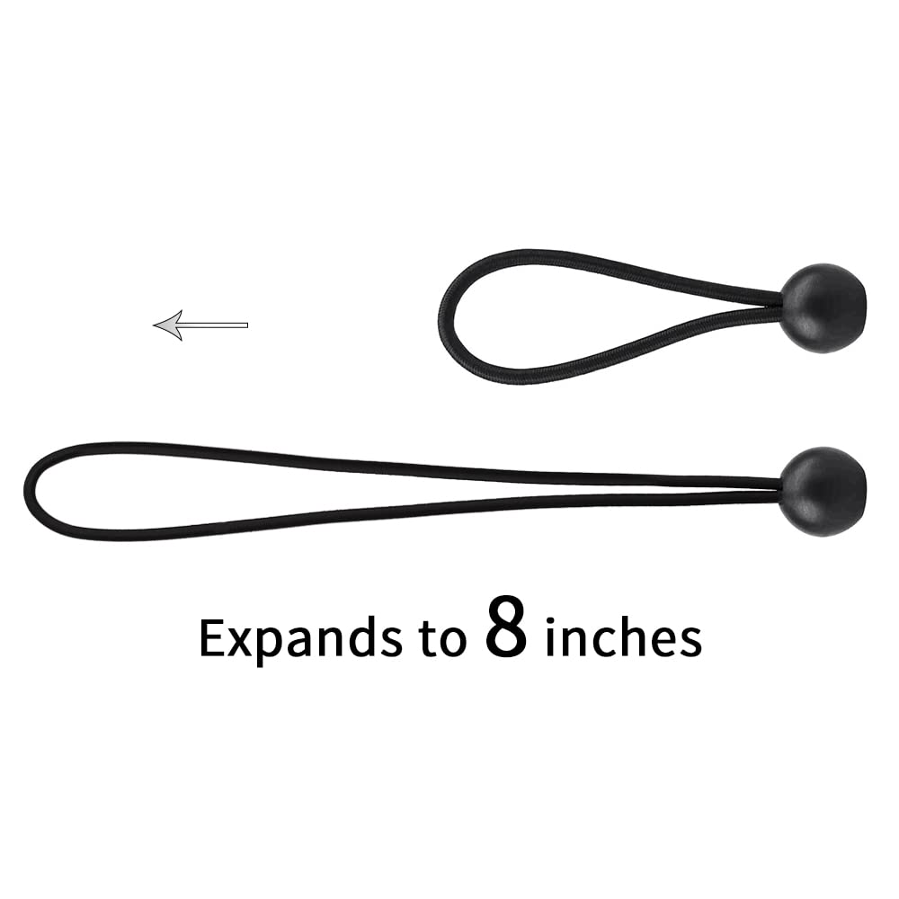 30 Pack Bungee Balls, Black Ball Bungee Heavy Duty Heavyweight 4 inches Tarp Bungee Cords, Weather Resistant Tie Down Strap 4mm Thickness - for Camping, Tents, Cargo, Holding Wire and Hoses