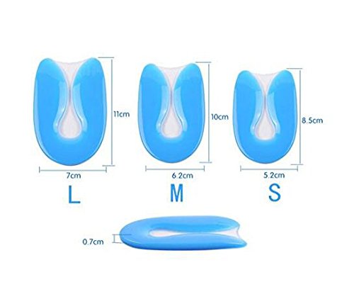 Silicon Gel U-Shaped Medical Grade Spur Heel Cup Remission Correction Heel Support Pads Cushions Protector for Plantar Fasciitis Heel Pain Relief Cushion Shock Absorb Support (Middle)