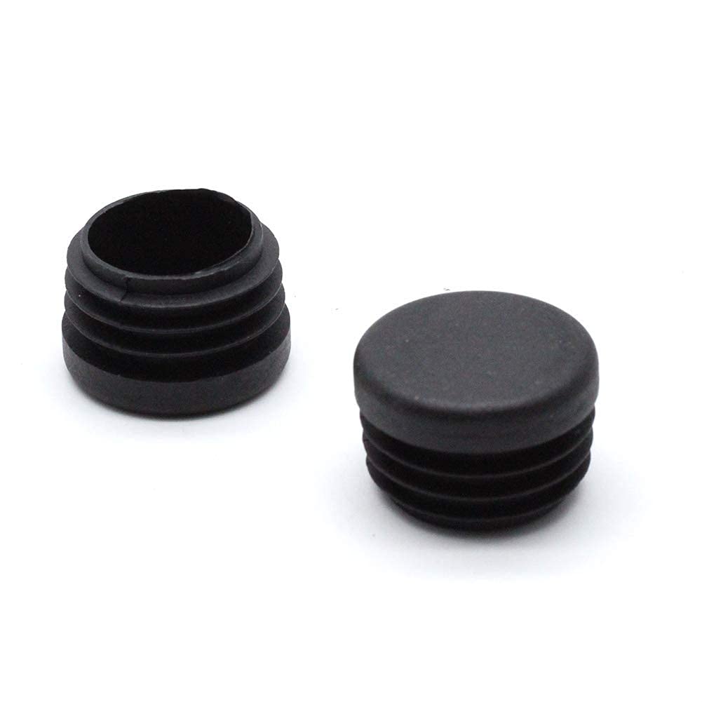 24mm Small Round Plastic Plug Black Chair Caps Pipe Tubing End Cap Cover Insert,Pack of 50