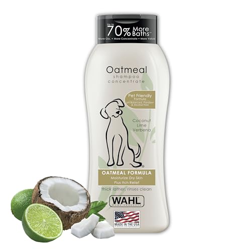 USA Dry Skin & Itch Relief Pet Shampoo for Dogs – Oatmeal Formula with Coconut Lime Verbena & Pet Friendly Formula, 24 Oz - Model 820004A