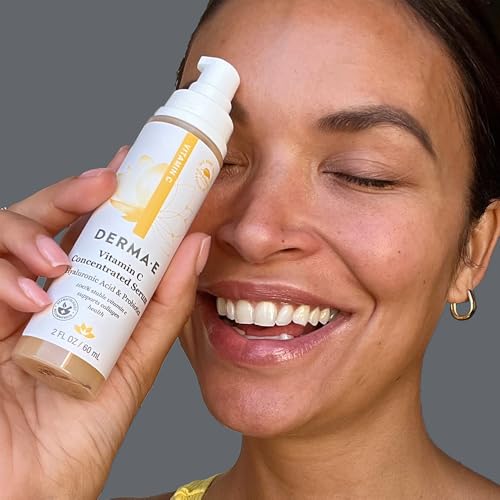 DERMA E Vitamin C Concentrated Serum with Hyaluronic Acid, Vitamin E & Aloe, All Natural, Antioxidant-Rich Concentrated Facial Serum – Firming and Brightening Vitamin C Face Serum, 2oz