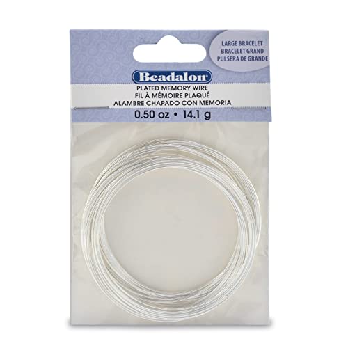 Carbon Steel Memory Wire, Round, Large Bracelet, Silver Plated, 0.5 oz, Approx. 30 coils