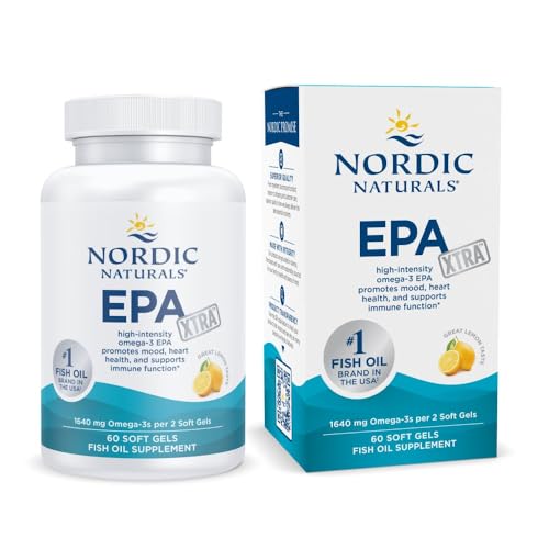 EPA Xtra, Lemon - 60 Soft Gels - 1640 mg Omega-3 - High-Intensity EPA Formula for Positive Mood, Heart Health & Healthy Immunity - Non-GMO - 30 Servings
