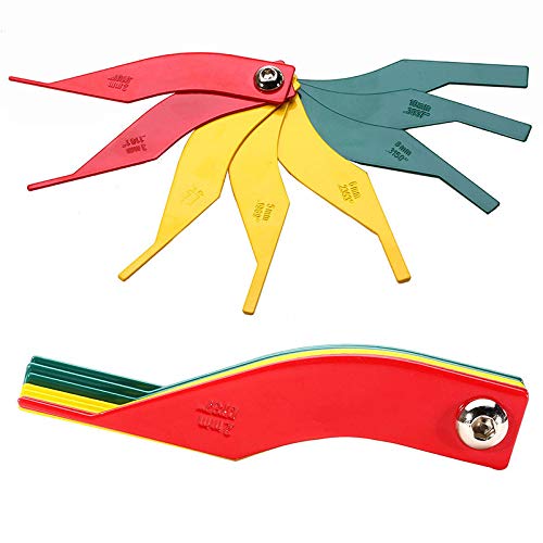 Brake Lining Thickness Gauge, Car Automotive Brake Pad Measuring Ruler Tool, Measure Disc and Drum Brake Pads Feeler Gauge, Color-Coded,SAE & Metric,Durable Steel Brake Rotor Gauge Father'Day Gift