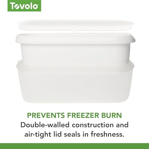 Ice Cream Containers for Homemade Ice Cream, Glide-A-Scoop (2.5 Qt, White) - Stackable Ice Cream Storage Containers for Freezer - BPA-Free Ice Cream Tub with Lid & Non-Slip Base