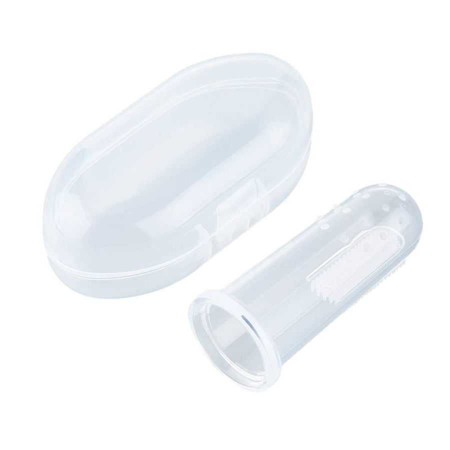 1 Pack Useful Baby Finger Toothbrush Soft Silicone Baby Training Toothbrush with Storage Box, Baby Teeth Cleaning Massage Oral Care (White)