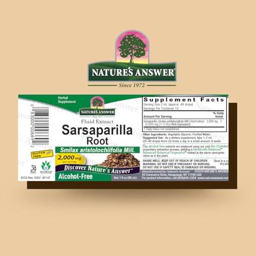 Sarsaparilla Root Organic 1 Ounce Extract - Supports Liver Function, Detoxification, Cleanse Support - Alcohol-Free, Gluten-Free, Kosher, Made in USA
