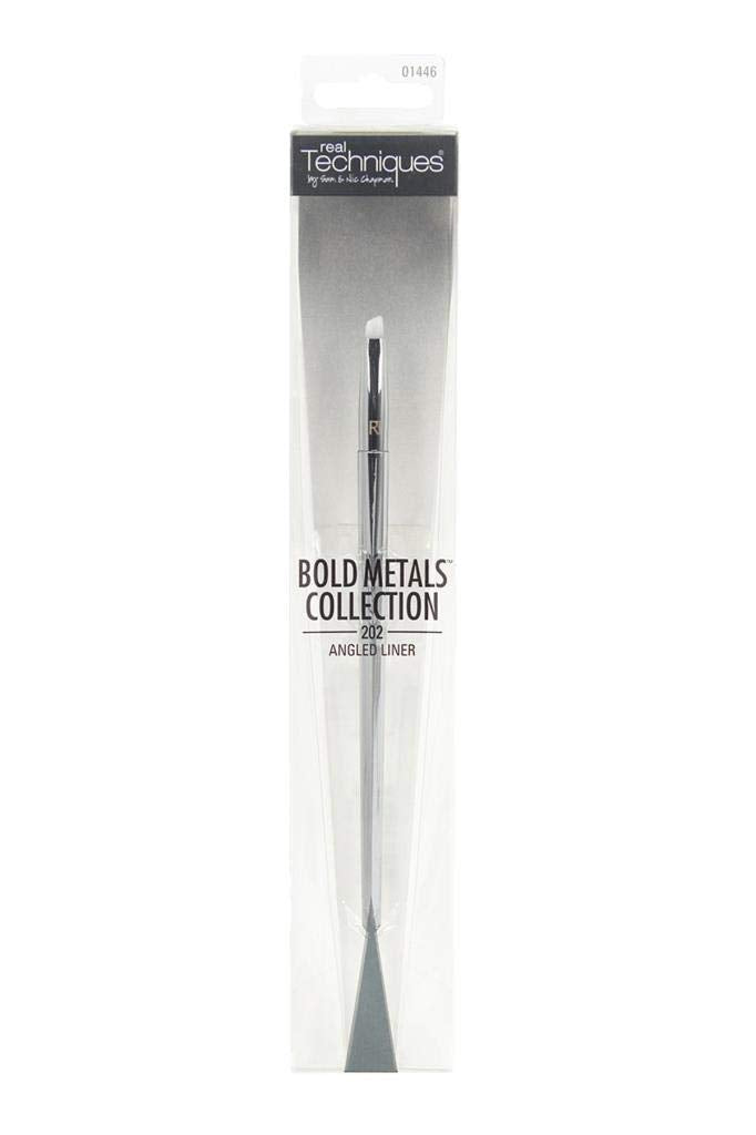 Real Techniques 202 Angled Liner Brush, Synthetic Bristles, Ideal for Liquid, Powder, and Gel Eyeliners, For Winged Look, Cat Eyes, or a Buildable Natural Look 2.200 Ounce