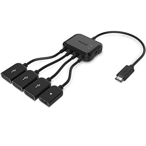 Micro USB HUB Adaptor with Power, 3-Port Charging OTG Host Cable Cord Adapter Compatible with Raspberry Pi 2 3 Pi Zero Android Smart Phone Tablet Samsung Galaxy HTC Sony Google LG/Linux