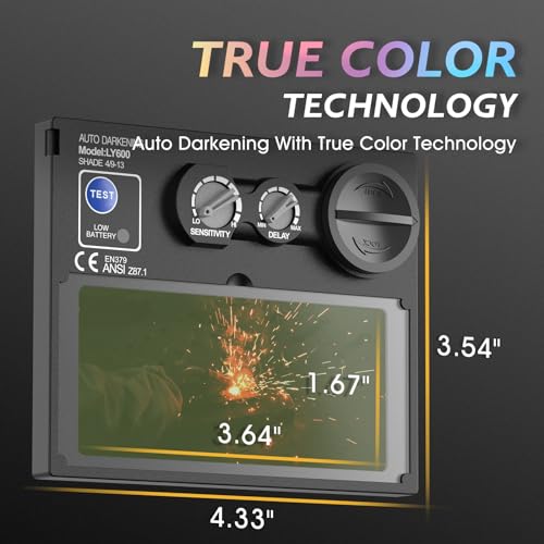 Solar Powered Welding Helmet Auto Darkening for TIG MIG ARC Welder Mask with Adjustable Shade Range 4/9-13 Blue Eagle Design