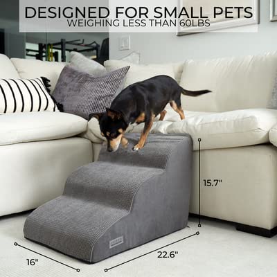 Sturdy Dog Stairs and Ramp for Beds Or Couches - Durable Easy to Walk on Steps 15.7 high for Small Dogs and Cats Up to 55 lbs Weight - Allows Your Pets Easy Access to Your Sofa or Bedside