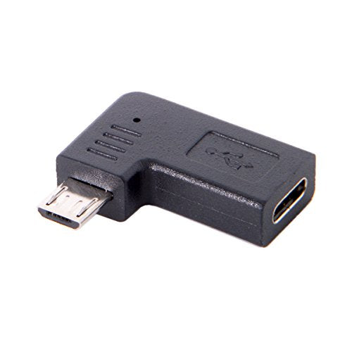 Cablecc USB-C Type-C Female to Micro USB 2.0 5Pin Male Data Adapter 90 Degree Left & Right Angled Type (Left Angled)