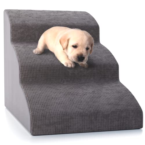 Sturdy Dog Stairs and Ramp for Beds Or Couches - Durable Easy to Walk on Steps 15.7 high for Small Dogs and Cats Up to 55 lbs Weight - Allows Your Pets Easy Access to Your Sofa or Bedside