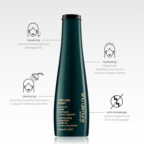 Shu Uemura Ultimate Reset Extreme Repair Shampoo | Strengthens to Reduce Breakage and Split Ends | Deeply Conditions and Nourishes | With Japanese Rice Extract | For Dry and Very Damaged Hair