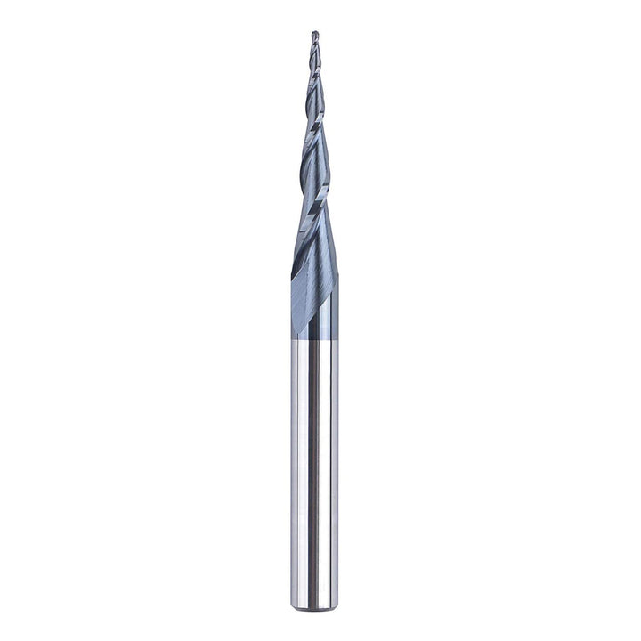 Spiral Tapered Ball Nose End Mill 1/4 X 3 inches Router Bit with 1.5mm Diameter ( 0.75mm Radius ) Ball Nose 4.36 Deg for CNC Machine Engraving Carving Bits