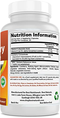 Cranberry Pills 3X Concentrate Veggie Capsule, 12600 mg, 180 Count (817716010755)