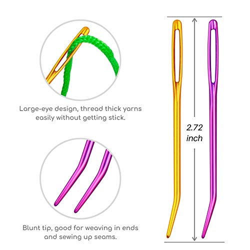 Wool Needles Colorful Bent Tip Tapestry Needles Large-Eye Aluminium Sewing Knitting Needles