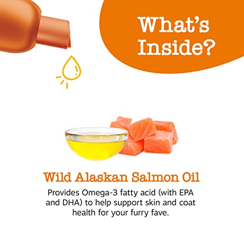 Wild Alaskan Salmon Oil for Dogs and Cats- Skin and Coat Support, Omega 3 Supplement for Pets, 8.5oz