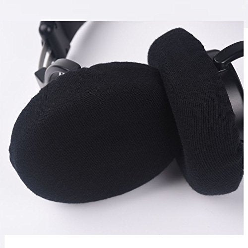 VEKEFF 2 Pairs Black Stretchable Washable Earcup Cover Fabric Headphone Cover for Most On Ear Headphones with 7~8.5cm Earpads Small Size