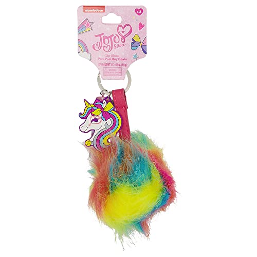 Unicorn Rainbow Pom Lip Gloss Keychain