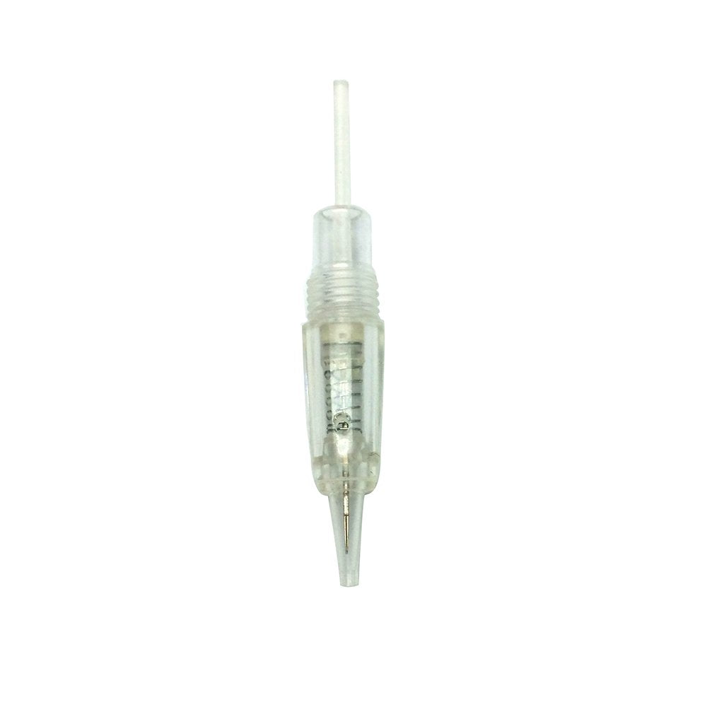 Permanent Makeup Cartridges Round 1RL Tattoo Needles and Caps for Eyebrow Tattoo Machine Microblading Pen Pigment Tips (Pack of 10)