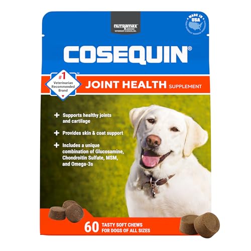 Nutramax Cosequin Joint Health Supplement for Dogs - With Glucosamine, Chondroitin, MSM, and Omega-3's, 60 Soft Chews