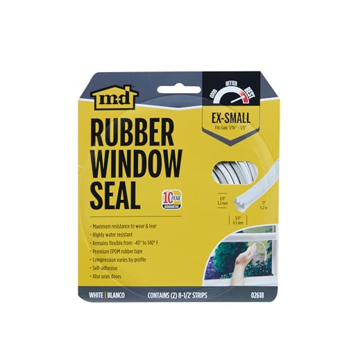 All Weather EPDM Rubber Weatherseal for Gaps 1/16-Inch to 1/8-Inch, White - MD Building Products 02618