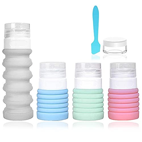4-Color Travel Bottle Set Food-Grade Refillable Travel Containers,Collapsible Travel Accessories Tube Sets for Shampoo Lotion Soap,42ML-88ML