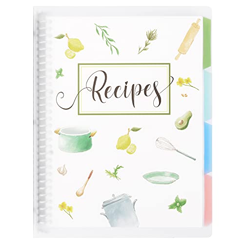 Recipe Book to Write in Your Own Recipes, 8.5 x 11 Personal Blank Recipe Notebook, Removable Hardcover Recipe Journal Book Binder with 8 Dividers and 24 Tabs, Hold up to 240 Recipes
