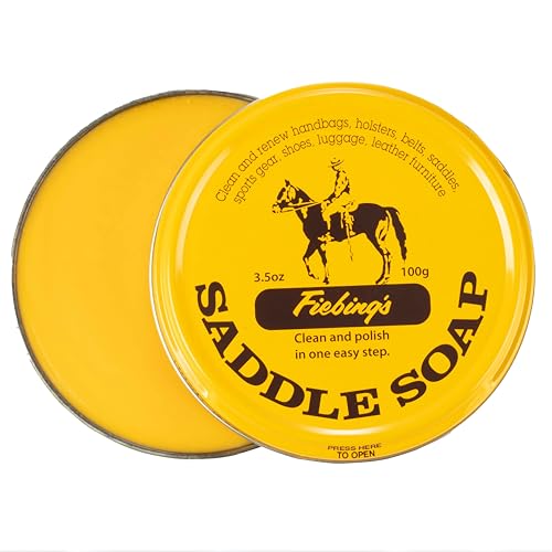 Yellow Saddle Soap for Leather (3.5 oz Tin) - Leather Cleaner & Conditioner to Soften, Protect & Restore Leathercraft - Leather Soap for Car Seat, Couch, Shoe, Purse, Boot, Bag, & Saddles