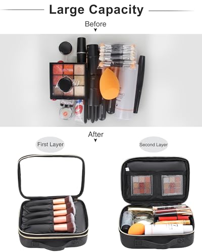 Travel Makeup Bag, Clear Makeup Organizer Bag Portable Cosmetic Bag, Cute Transparent Makeup Case For Women with Accessories