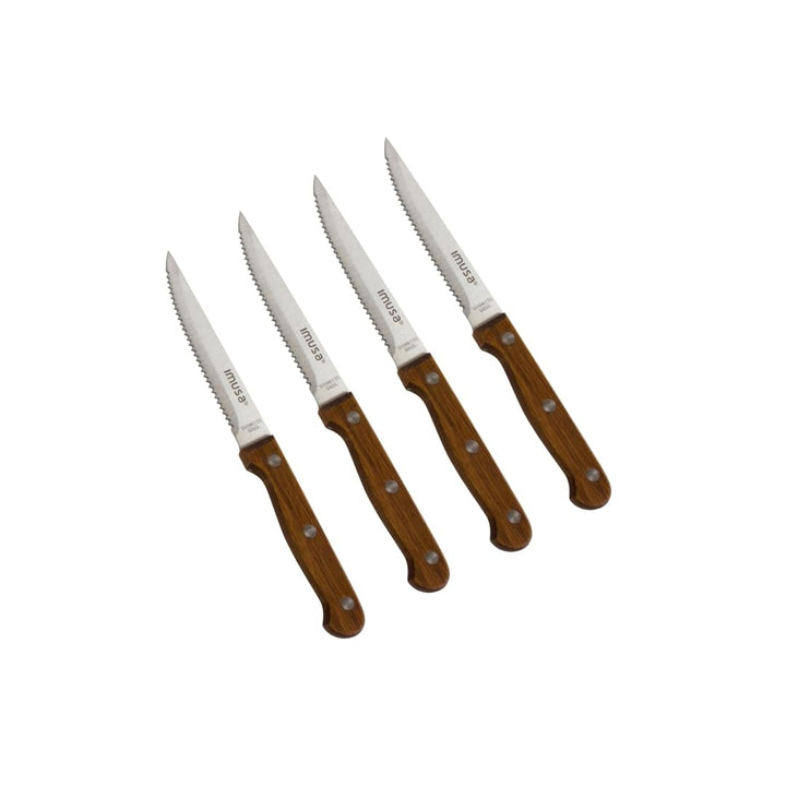 IMUSA 4pc Stainless Steel Steak Knife Set with Wood Handle