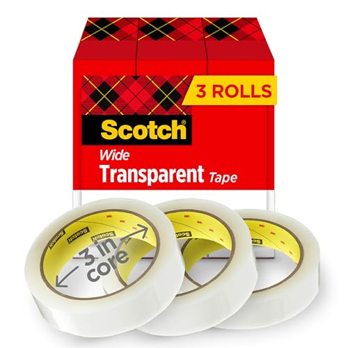 Scotch Transparent Tape, 3 Boxes, 1 in x 2592 in (600-72-3PK)