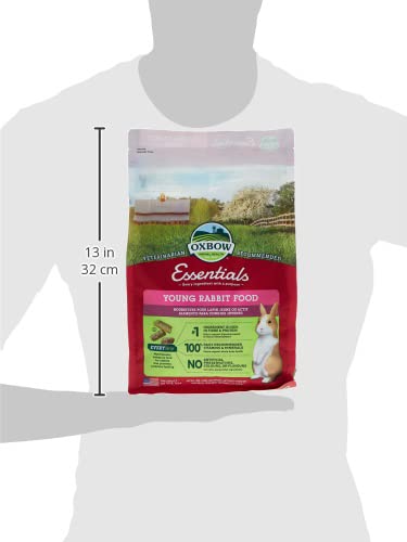 Essentials Rabbit Food, Young Rabbit, Made with Alfalfa Hay, Pet Food Pellets with Vitamins & Minerals, Small Animal Pet Products, Bunny Supplies, Made in USA, High Fiber, 5 lb. bag