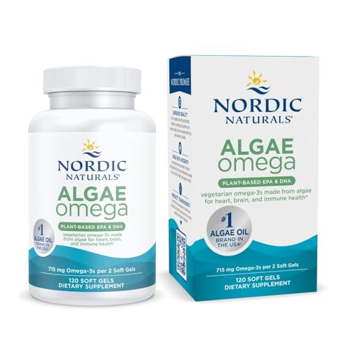 Algae Omega - 120 Soft Gels - 715 mg Omega-3 - Certified Vegan Algae Oil - Plant-Based EPA & DHA - Heart, Eye, Immune & Brain Health - Non-GMO - 60 Servings