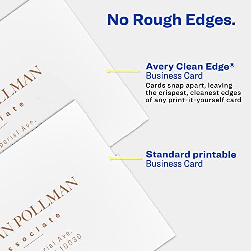 Avery Clean Edge Printable Business Cards with Sure Feed Technology, 2 x 3.5, White, 200 Blank Cards for Laser Printers (5871)