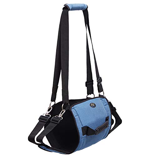 Dog Carry Sling, Emergency Backpack Pet Legs Support & Rehabilitation Dog Lift Harness for Nail Trimming, Dog Carrier for Senior Dogs Joint Injuries, Arthritis, Up and Down Stairs (L, Blue)