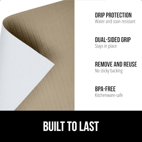 DripGuard Drawer and Shelf Liner for Cabinet, Slip Resistant Non Adhesive Protection for Kitchen, BPA Free Smooth Surface Plastic Liners for Cabinets, Bathroom Drawers, 16x10, Check Red