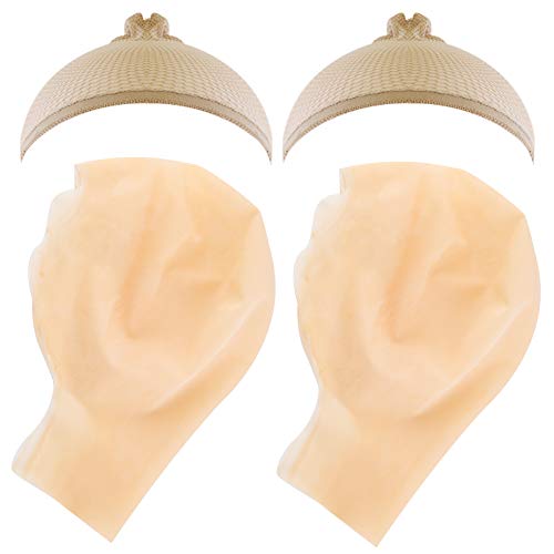 2 PCS Makeup Latex Bald Caps and 2 PCS Nylon Wig Caps for Costume Party Adult Costume Accessory
