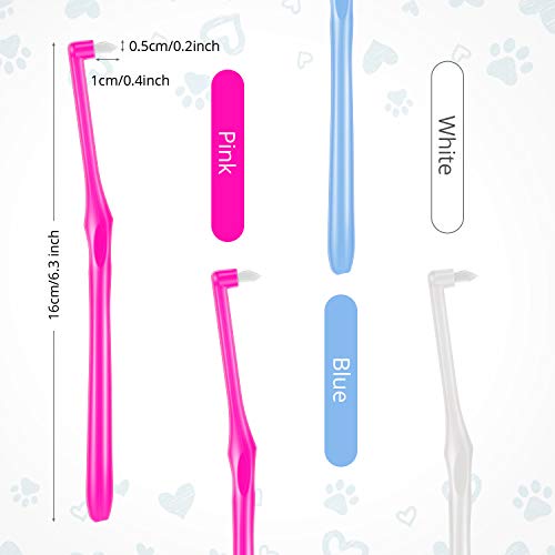 3 Pieces Small Pet Toothbrush Tufted Toothbrush End-Tuft Toothbrush Tapered Trim Toothbrush Mini Single Head Ended Pet Toothbrush for Small Dog Cat