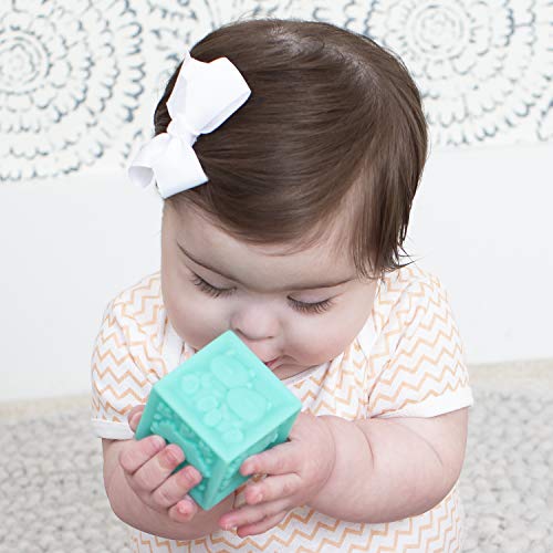 Squeeze and Stack Block Set - Colorful Textured Soft Blocks, Includes Numbers, Animals and Shapes, Ages 6 Months +
