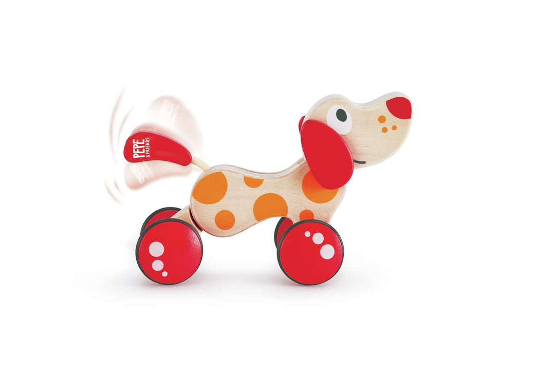 (1, 40 x 40 cm) - E0347 Pepe Pull Along - Walk Along Wooden Dog Toy - Virtual Pet